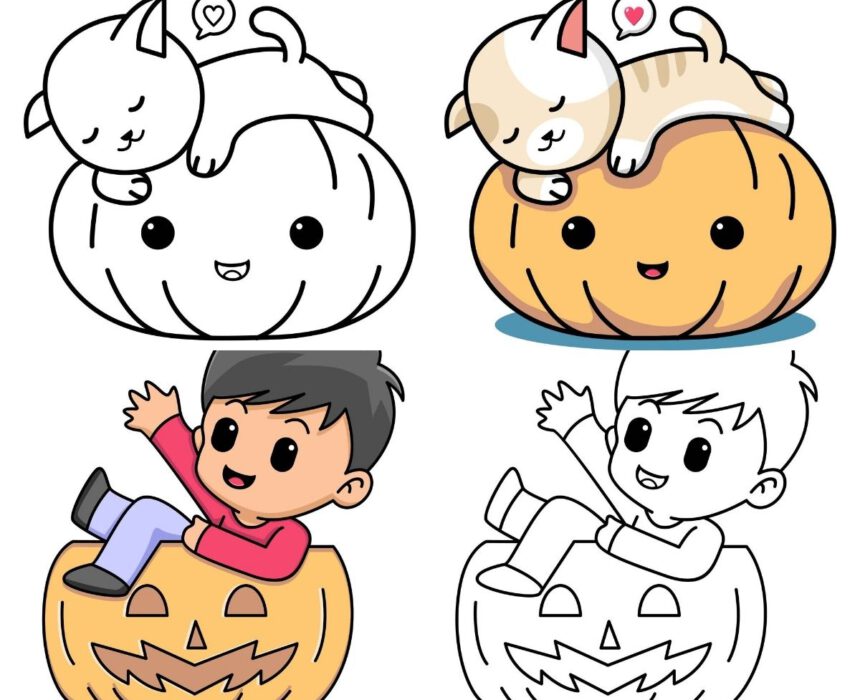 Kawaii Halloween Para Colorear