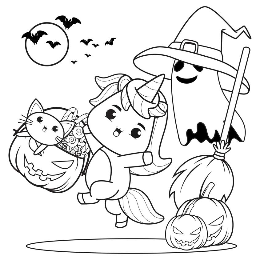 Kawaii Halloween Para Colorear Dibujos