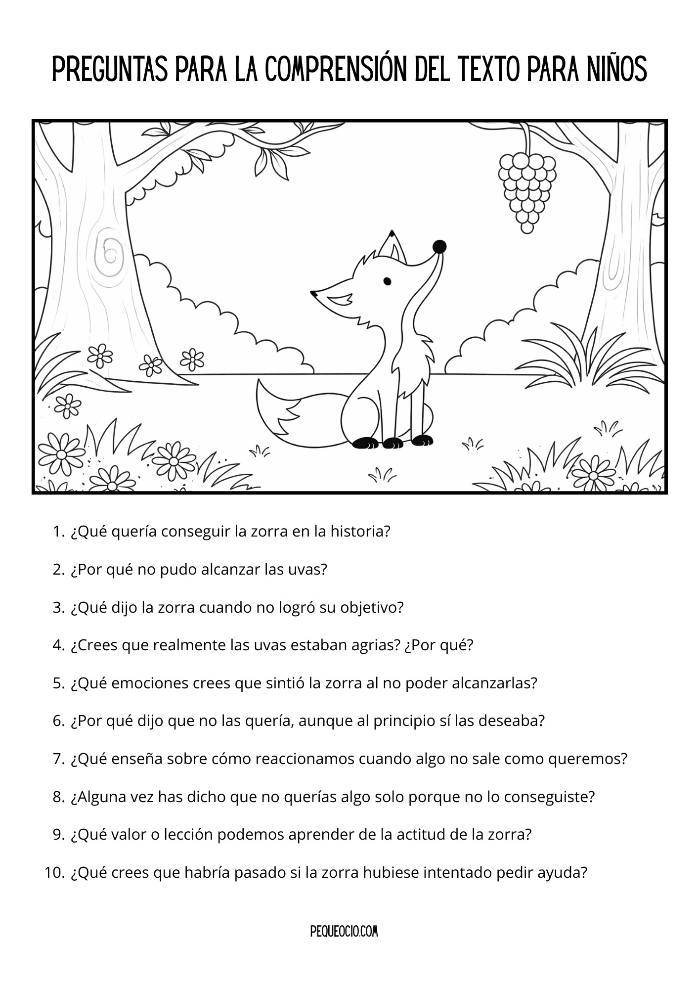 Fábula La Zorra Y Las Uvas Para Niños