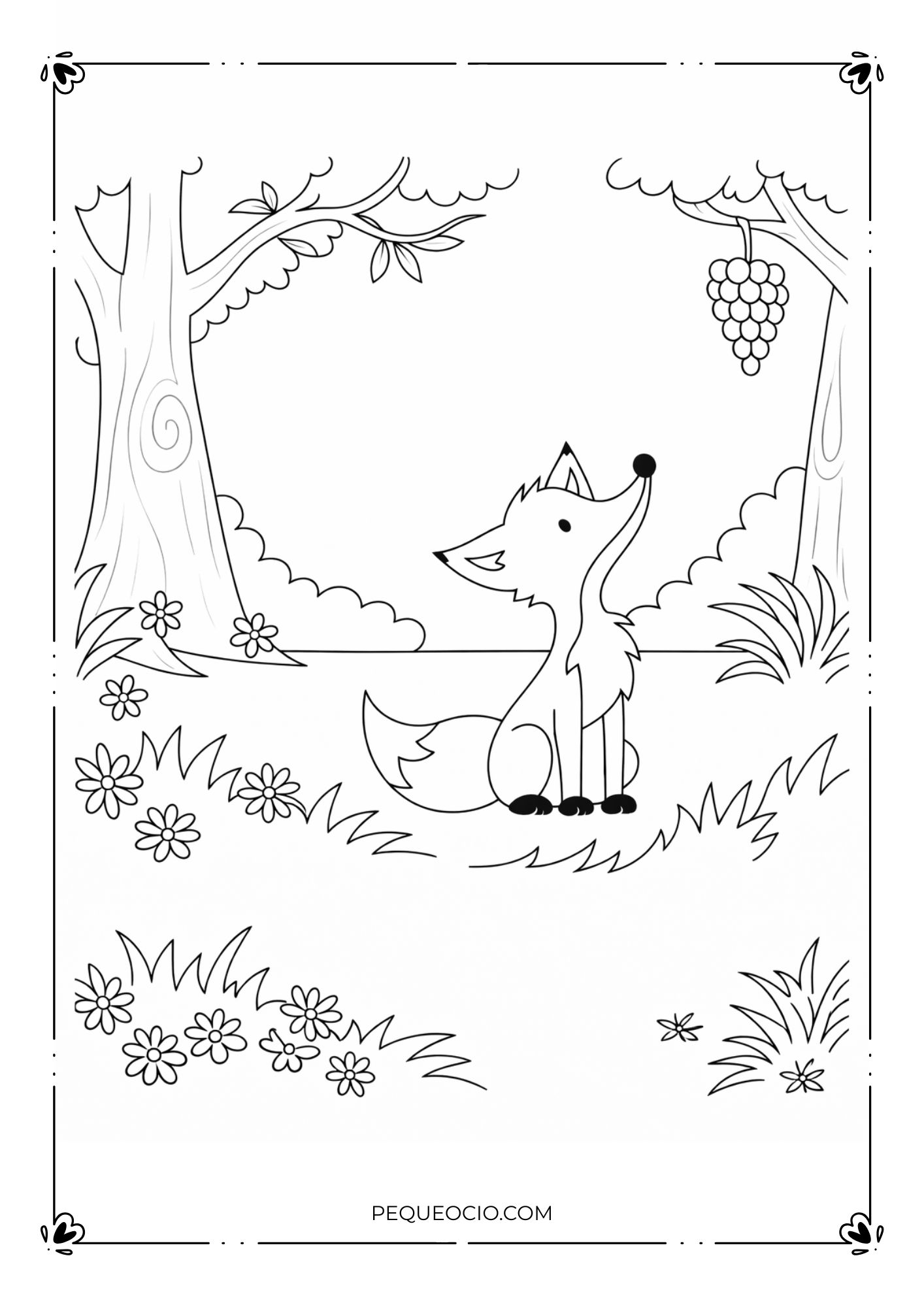 Dibujo Para Colorear Fabula La Zorra Y Las Uvas