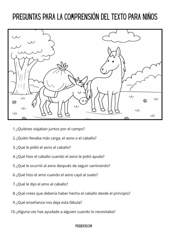 Comprension Lectora Fabula El Asno Y El Caballo