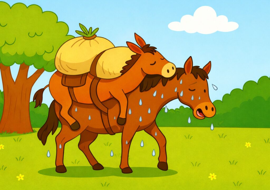 Dibujo Fábula Corta Para Niños El Asno Y El Caballo