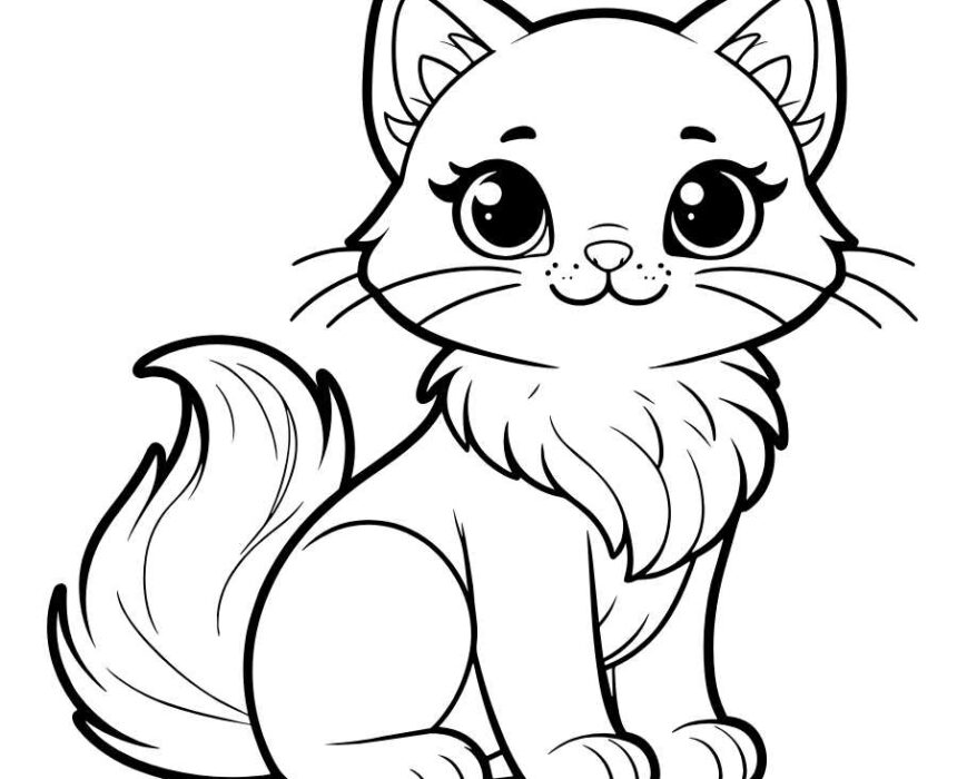 dibujo para colorear linda gatita