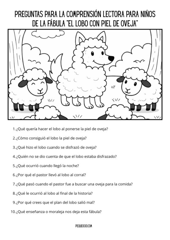Ejercicios Para Niños Sobre La Fábula De Esopo &Quot;El Lobo Con Piel De Oveja&Quot;