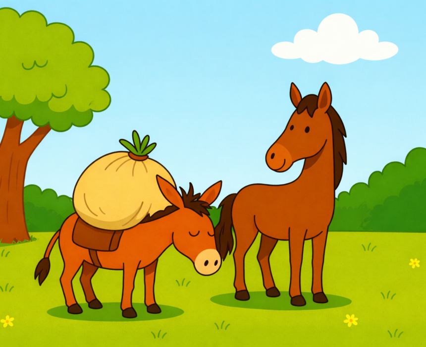 El asno y el caballo fábula