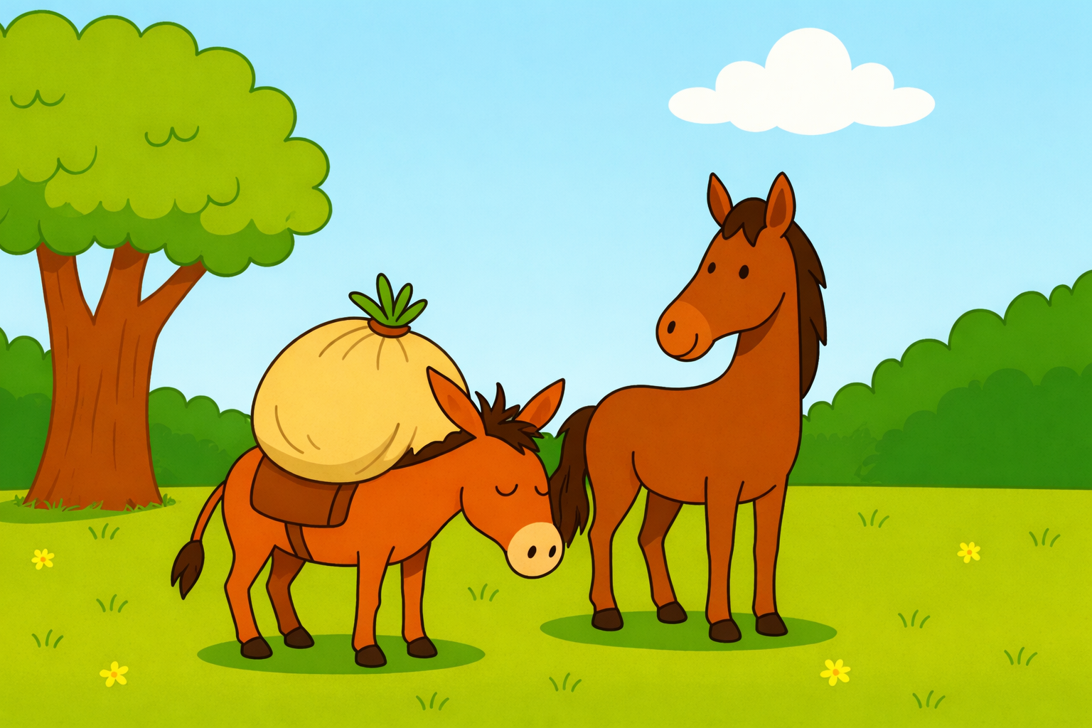 El Asno Y El Caballo Fábula