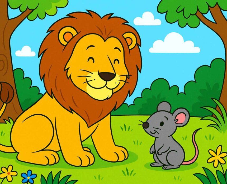 el león y el ratón fábula