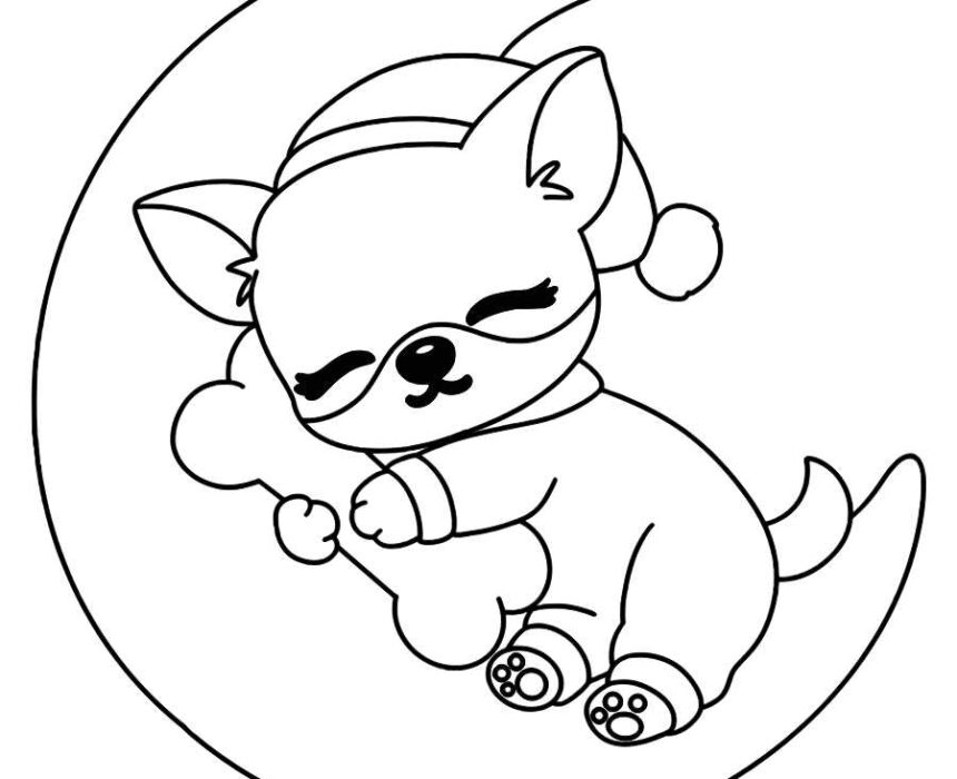 dibujo de perro durmiendo en la luna