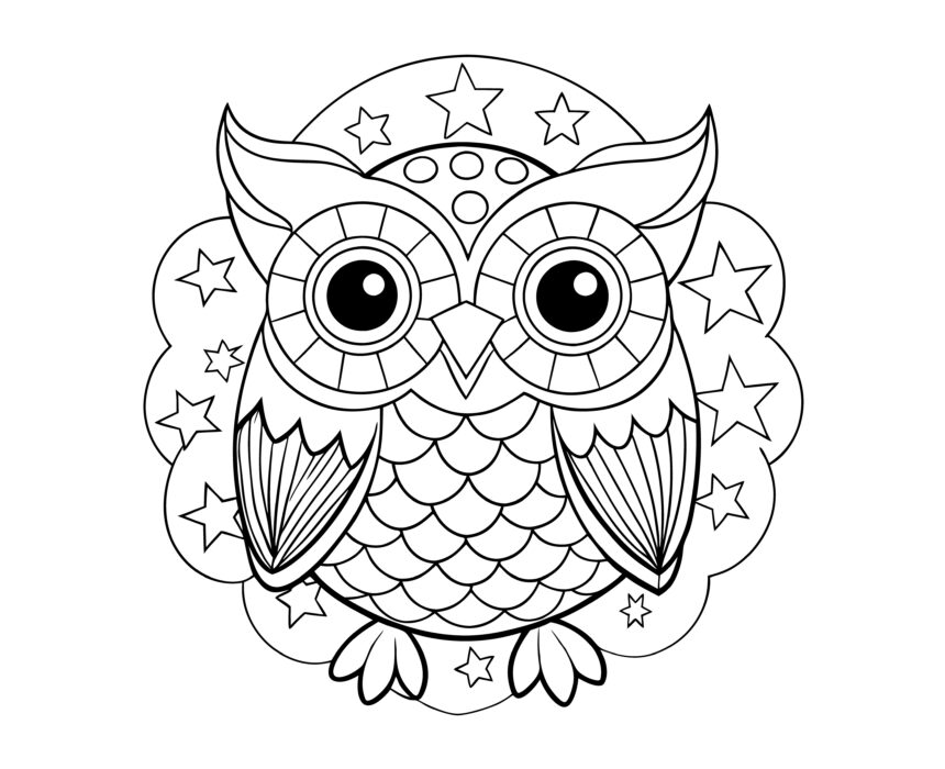 dibujo para colorear de buho mandala facil