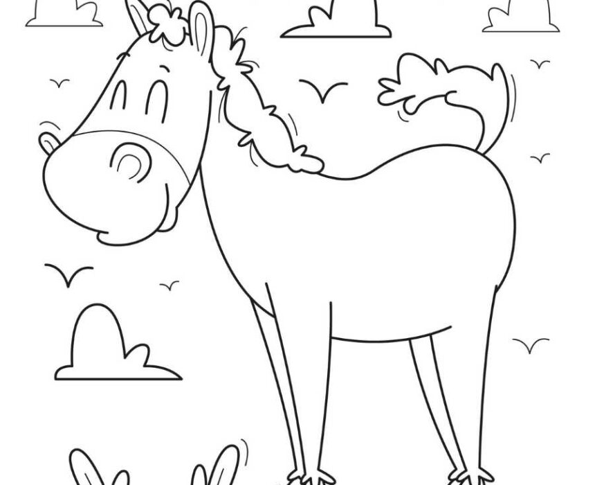 dibujo para colorear de caballo divertido