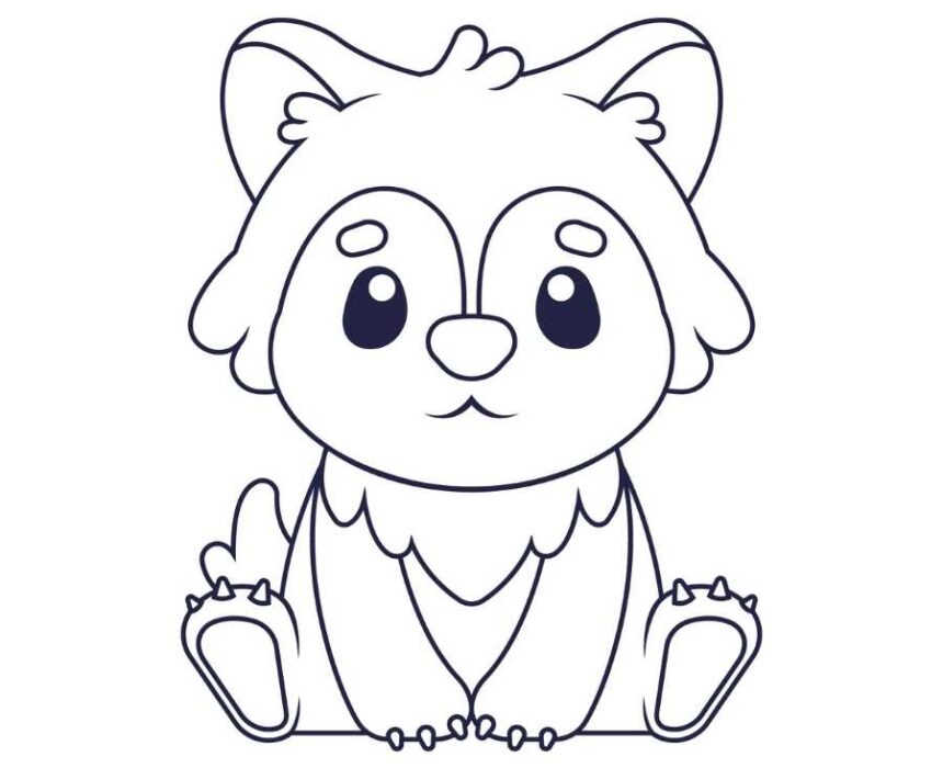 dibujo para colorear de lobo bebe