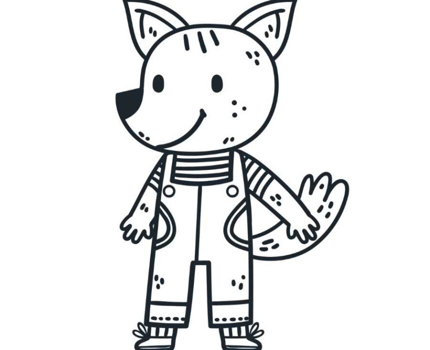 dibujo para colorear de lobo facil
