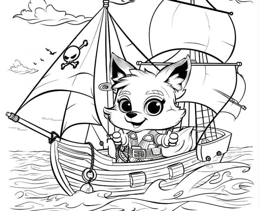 dibujo para colorear de lobo pirata