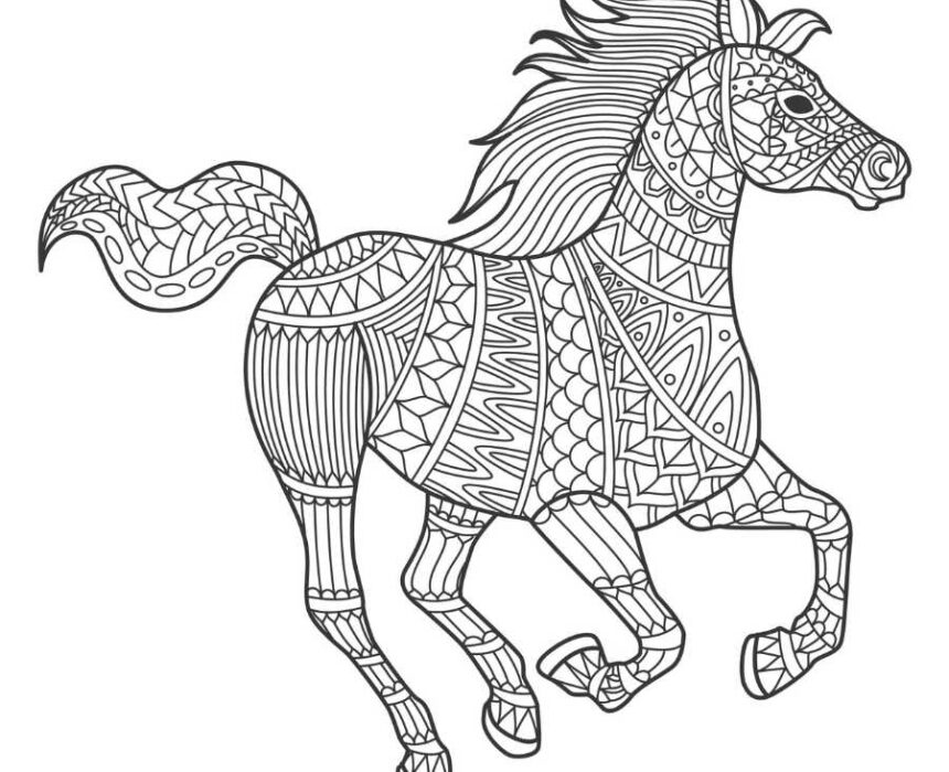 dibujo para colorear de mandala de caballo