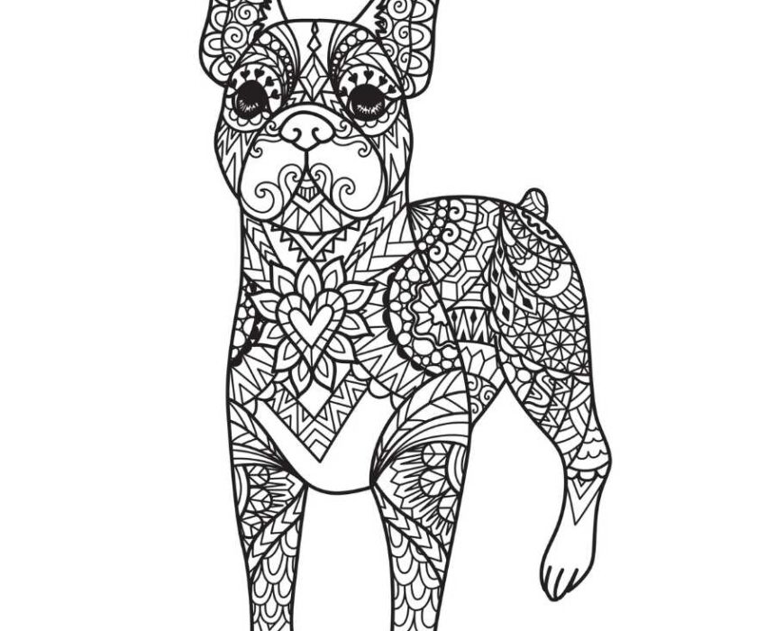 dibujo para colorear de mandala perro