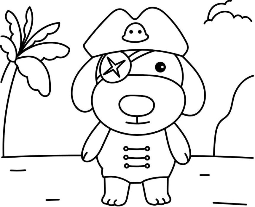 dibujo para colorear de perro pirata