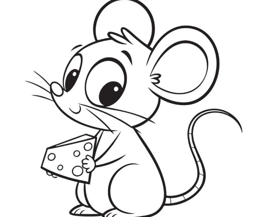dibujo para colorear raton comiendo queso