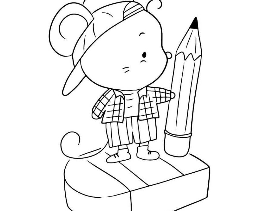 dibujo para colorear raton estudiante