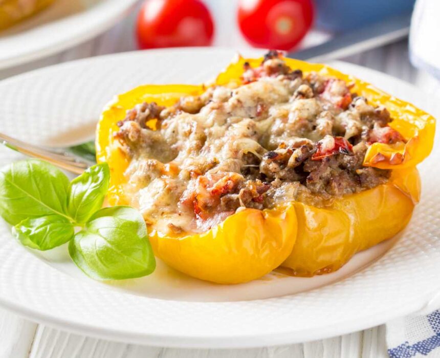 Pimientos rellenos con carne picada