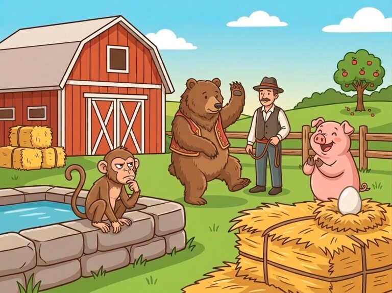 El oso, la mona y el cerdo fábula de Tomás de Iriarte