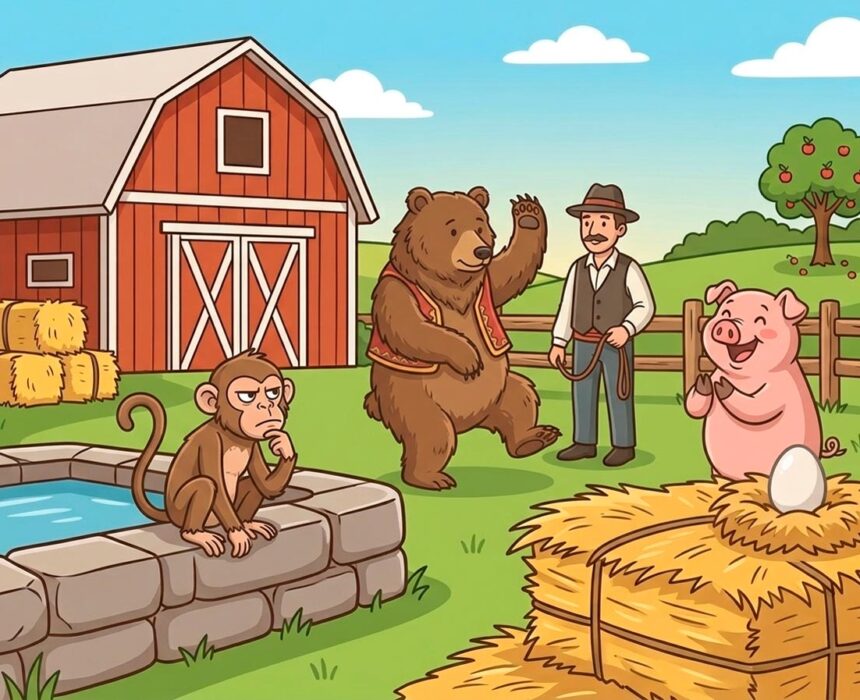 El oso, la mona y el cerdo fábula de Tomás de Iriarte