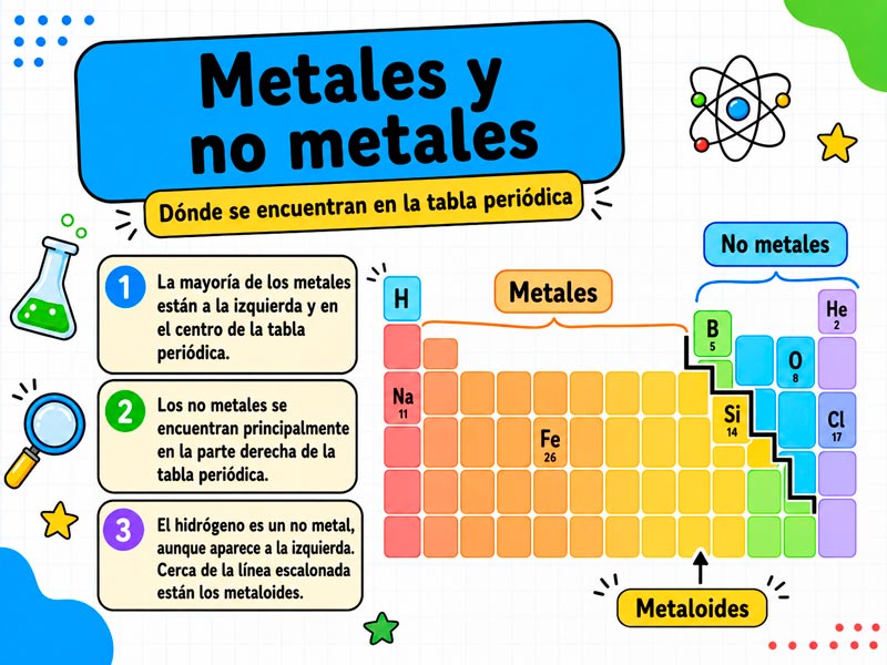 Metales-Y-No-Metales-En-La-Tabla-Periodica-Para-Ninos Metales Y No Metales En La Tabla Periódica Para Niños