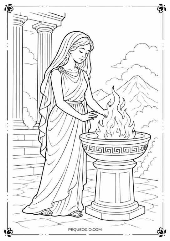 Dibujo Para Colorear De Hestia Diosa Griega